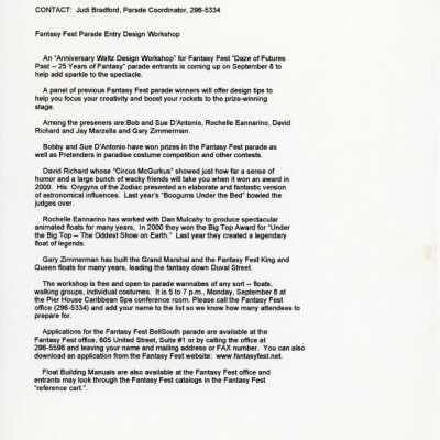 Fantasy Fest parade entry design workshop.