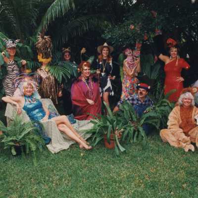 A group of unknown people dressed up.