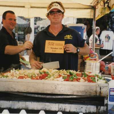 A vendor at the FF street fair.
