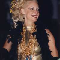 An unknown woman dressed up for the parade.