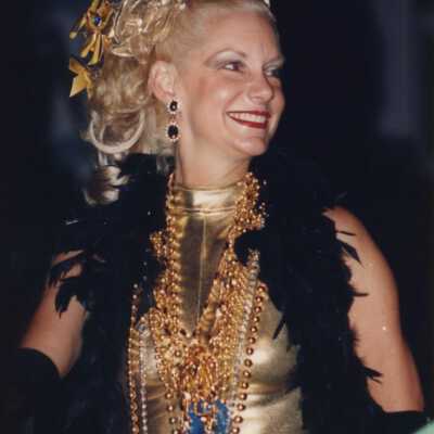 An unknown woman dressed up for the parade.