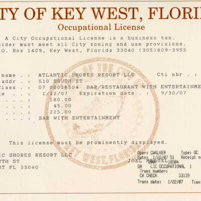 Occupational License for Atlantic Shores