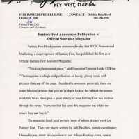 Press release announcing publication of the Fantasy fest souvenir magazine.