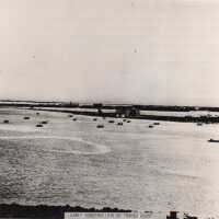 Dirigible Building and early construction at Trumbo Point