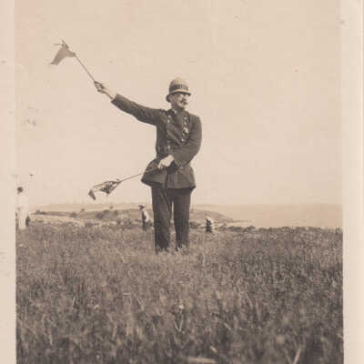 Unknown man with flags