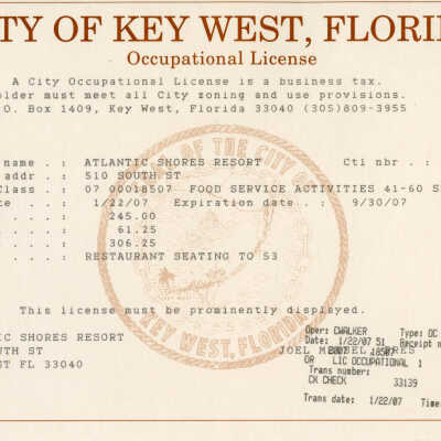 Occupational License for Atlantic Shores