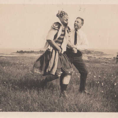 Unknown men in costumes