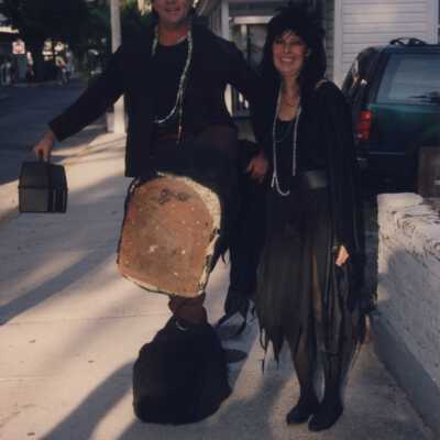 Unknown people dressed up.