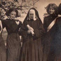 Group of girls and a nun