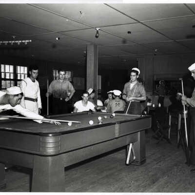 US Navy Personnel Playing Billiards