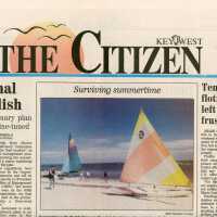 An article in the Key West Citizen that reads Charges of racism baffle funding officials.