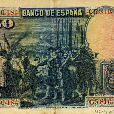 Banco de Espana 50 Peseta Note: © Key West Art & Historical Society