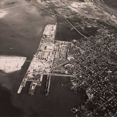 Aerial view of the US Naval Station, at Trumbo Point