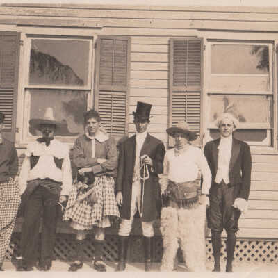 Unknown men in costumes