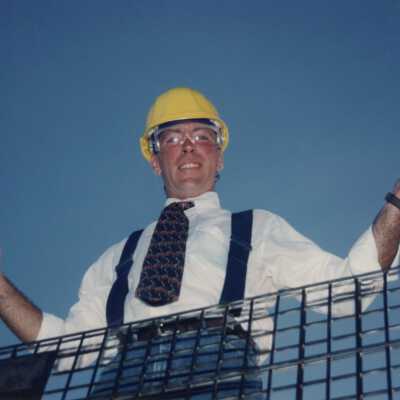 Unknown man dressed up on a float.