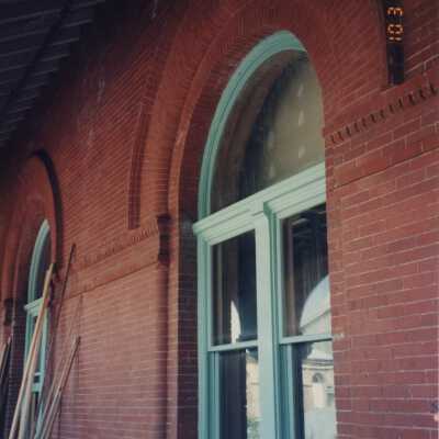 A double panel window on the exterior.