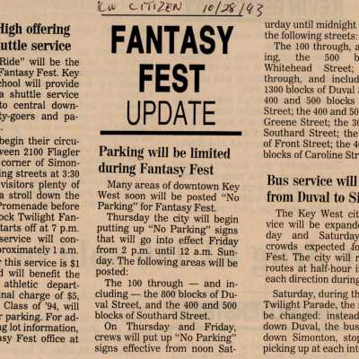 Multiple articles in the Key West Citizen about Fantasy Fest.