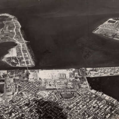 Aerial view of the US Naval Station, Sea Plane Base
