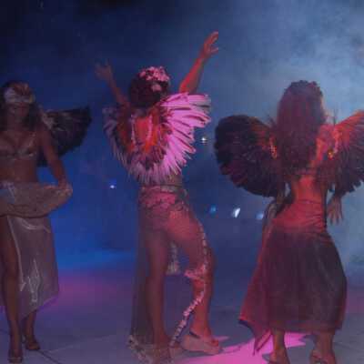 Unknown people dressed up.