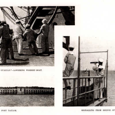 Fort Taylor and sailors on the "Puritan"