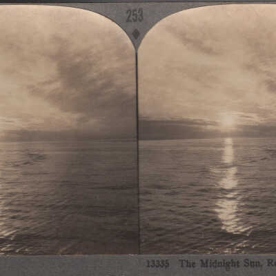 Stereoview of the Midnight Sun, Reykjavik Harbor, Iceland
