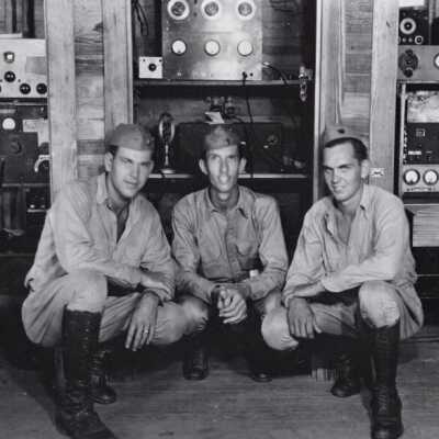 Servicemen Kneeling with Electronic Equipment: Copyright: © Key West Art & Historical Society; Origformat: Print-Photographic