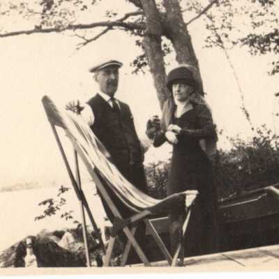 Man and woman on a lakeshore