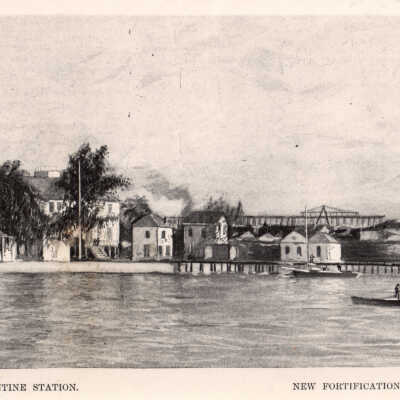 Quarantine Station and fortifications under construction