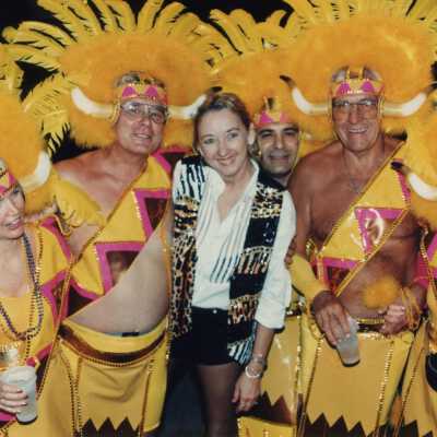 Unknown people dressed up.