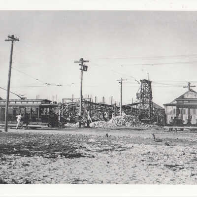 Streetcars Near Barn