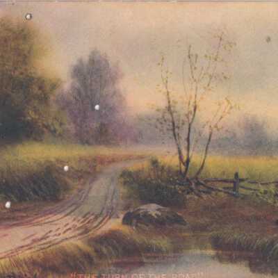 Road curving through a field