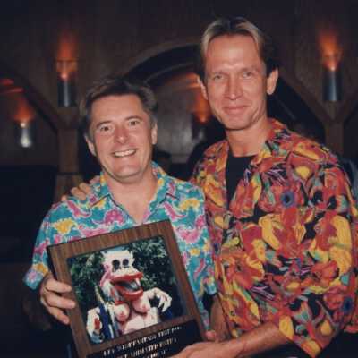 Dennis Beaver and unknown man at the Call of the Wild awards ceremony.