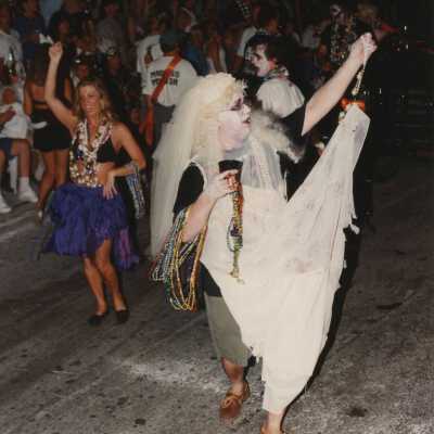 Unknown people dressed up in the parade.