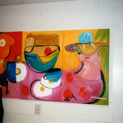 Unknown Woman with Janet Mueller Painting