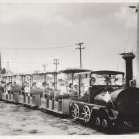 Conch tour train and passengers