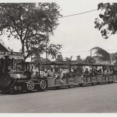 Conch tour train and passengers