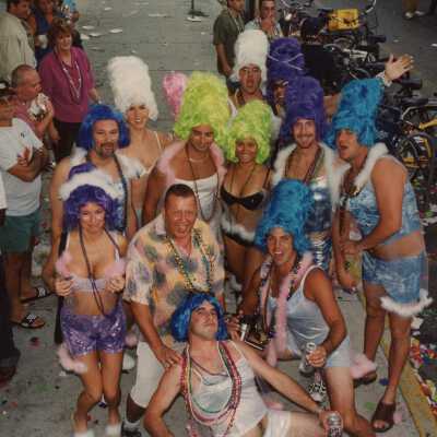 Unknown people dressed up.