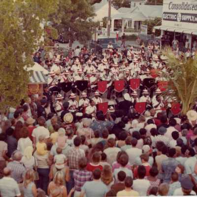 A band playing in a parade