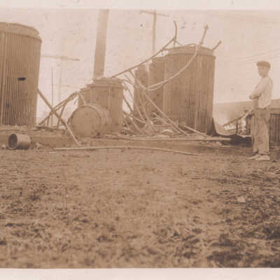 Unknown boy with damaged equipment