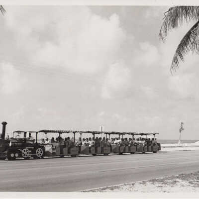 Conch tour train and passengers