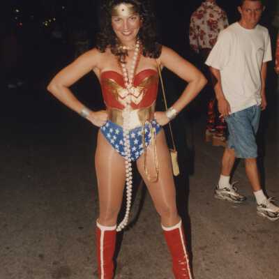 Unknown woman dressed up as wonder woman.
