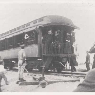 Mr. and Mrs. Flagler on the observation car