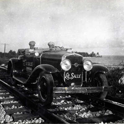 La Salle Automobile on Train Tracks