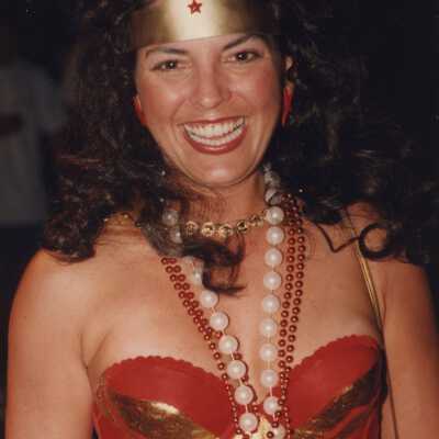 Unknown woman dressed as wonder woman.