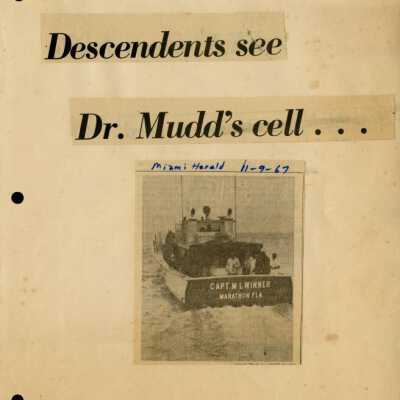 Newspaper Clipping of Dr. Mudd Family at Fort Jefferson: Copyright: @ Key West Art & Historical Society; Origformat: Artifact