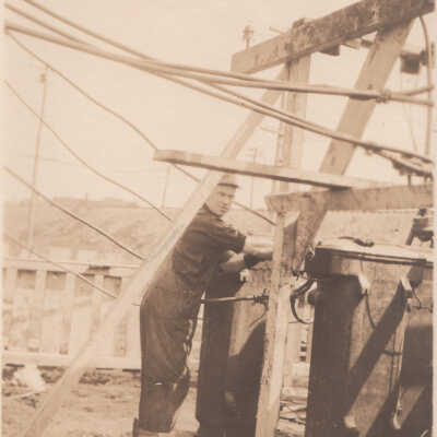 Unknown man with electric lines