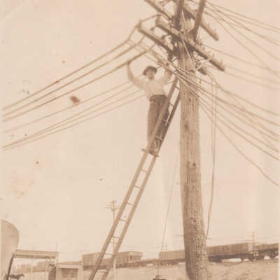 Unknown man with electric lines