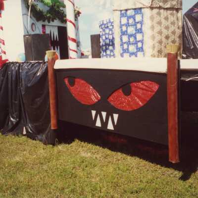 A float that is waiting for the parade to start.