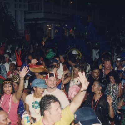 Unknown people walking in the street.