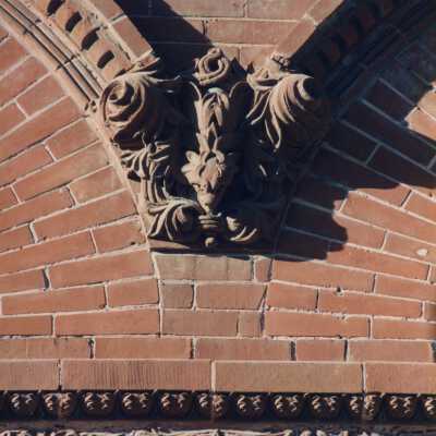 Terra cotta and brick detail work on the exterior.